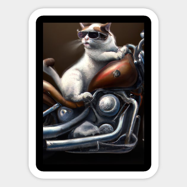 Motorcycle Cat Sticker by maxcode